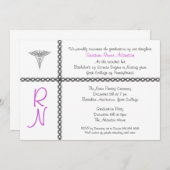 ナース卒業招待状(カスタマイズ可能) 招待状 (正面/裏面)