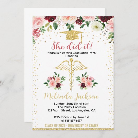 ナース卒業招待状 招待状 (正面/裏面)