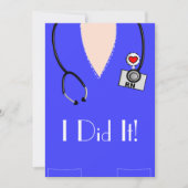 ナース卒業案内青いスクラブトップ 招待状 (正面)