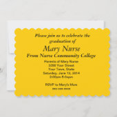 ナース卒業案内黄色の水玉模様 招待状 (裏面)