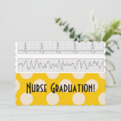 ナース卒業案内黄色の水玉模様 招待状 (スタンド正面)