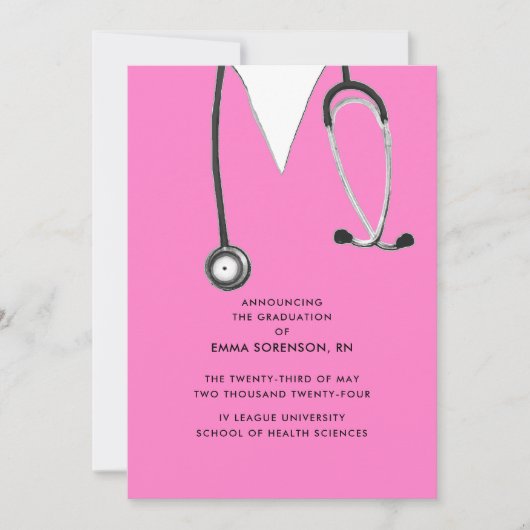 ナース卒業発表 招待状 (正面)