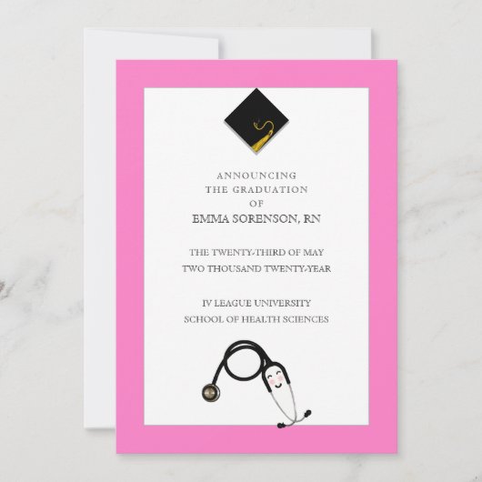 ナース卒業発表 招待状 (正面)