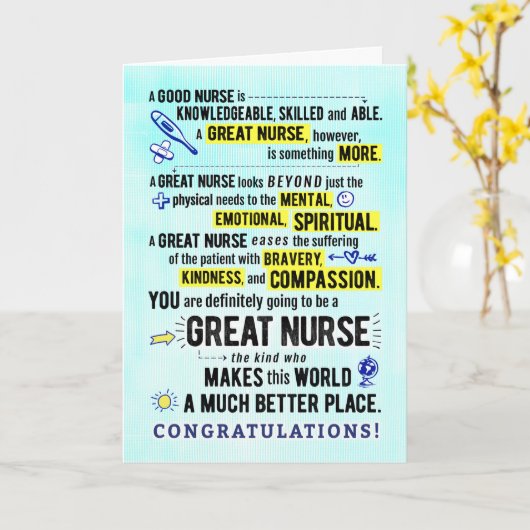 ナース卒業祝いカード カード (黄色い花)