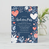 ナース卒業聴診器ハート写真 招待状 (スタンド正面)