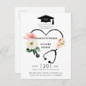 ナース卒業2022フローラローレル招待状 インビテーションポストカード (正面/裏面)