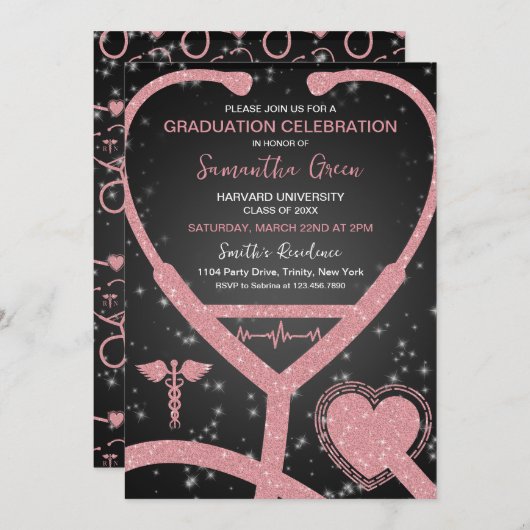 ナース卒業 招待状 (正面/裏面)