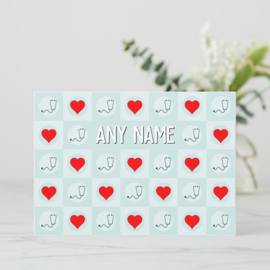 ナース又は健康気に労働者の名前をカスタムする又は文字 サンキューカード (スタンド正面)