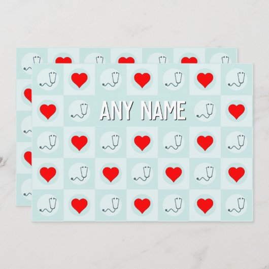 ナース又は健康気に労働者の名前をカスタムする又は文字 サンキューカード (正面/裏面)