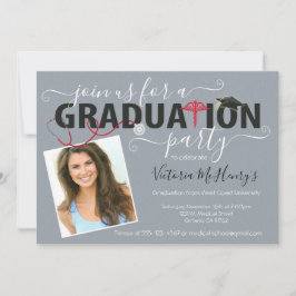 ナース又は医師用写真卒業パーティー 招待状