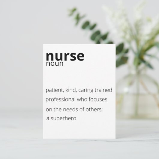 ナース名詞誇りを持ったヒーロージョブ看護引用文 ポストカード (スタンド正面)