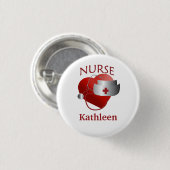 ナース名RNラウンドハートボタン 缶バッジ (正面&裏面)