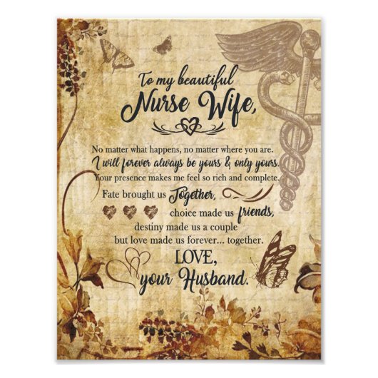 ナース妻ギフト |私の美しい妻への手紙 フォトプリント            (正面)