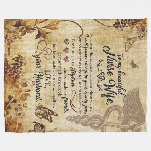 ナース妻ギフト |私の美しい妻への手紙 フリースブランケット (正面(横))