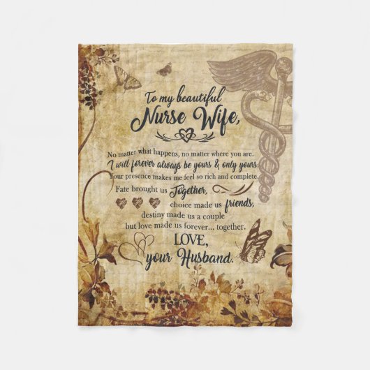 ナース妻ギフト |私の美しい妻への手紙 フリースブランケット (正面)