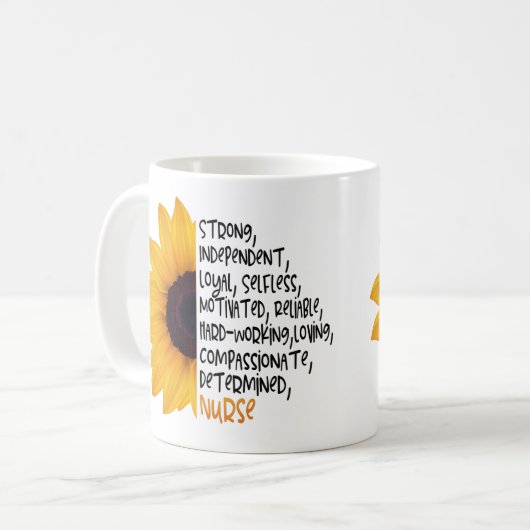 ナース定義イエローサンフラワーエッセンシャルワーカー コーヒーマグカップ (正面左)