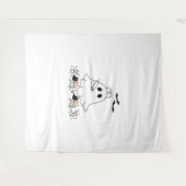 ナース幽霊かわいいハロウィンクラシックデザインTシャツ タペストリー (正面(横))