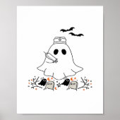 ナース幽霊かわいいハロウィンクラシックデザインTシャツ ポスター (正面)