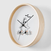 ナース幽霊かわいいハロウィンクラシックデザインTシャツ 壁時計 (傾斜)