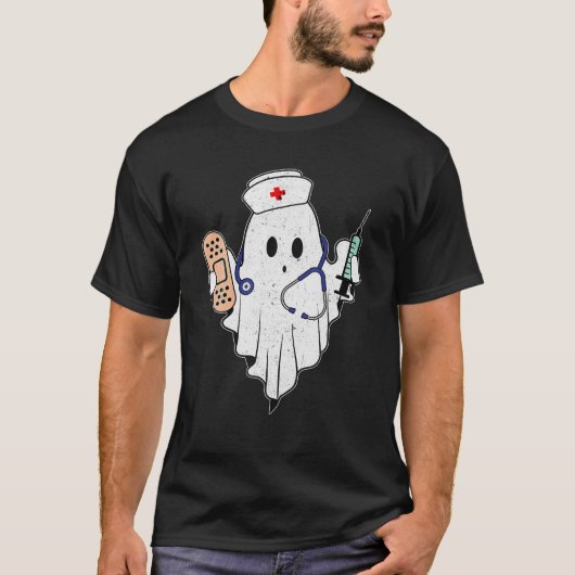 ナース幽霊スクラブトップハロウィーンのナース Tシャツ (正面)