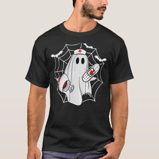 ナース幽霊スクラブトップハロウィーンのナース Tシャツ (正面)