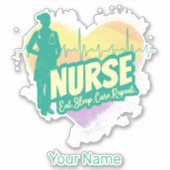 ナース心拍ヴィンテージ卒業看護学校 シール (正面)