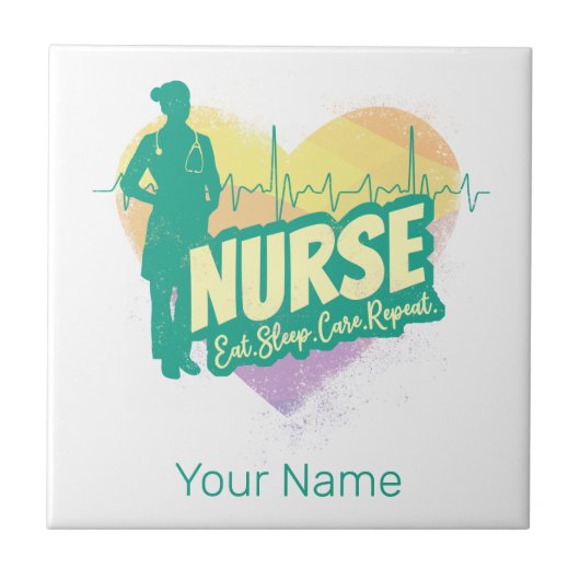 ナース心拍ヴィンテージ卒業看護学校 タイル (正面)