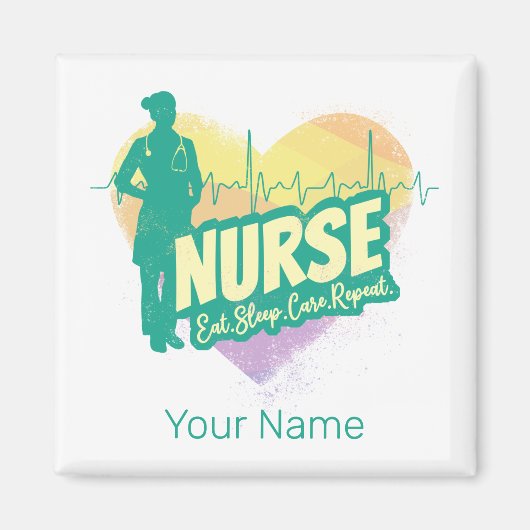 ナース心拍ヴィンテージ卒業看護学校 マグネット (正面)