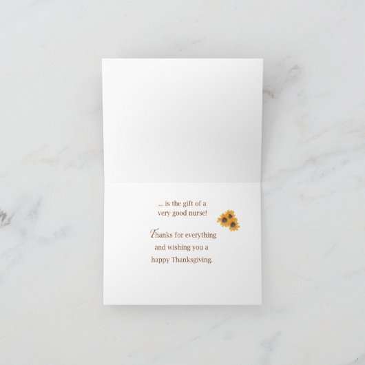 ナース恵みズアットサンクスギビングひまわり花瓶 カード (内部)