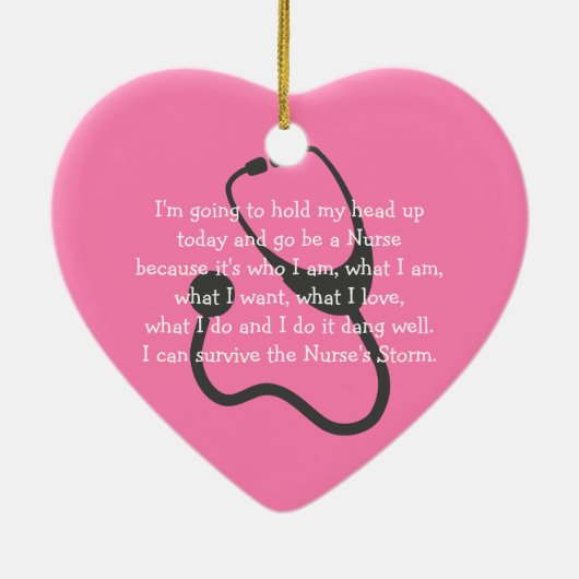 ナース感動的ピンクハートクリスマスプレゼント セラミックオーナメント (裏面)