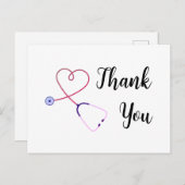 ナース感謝していユーステソスコープハートホリディハガキ シーズンポストカード (正面/裏面)