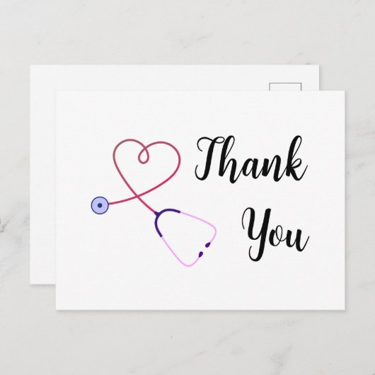 ナース感謝していユーステソスコープハートホリディハガキ シーズンポストカード (正面/裏面)