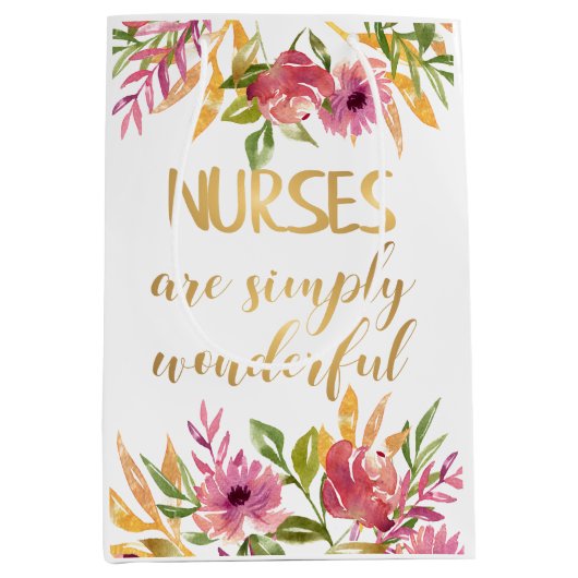 ナース感謝していユー看護感謝の好意引用文 ミディアムペーパーバッグ (正面)