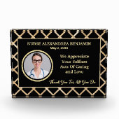 ナース感謝の感謝金ゴールドのパーソナライズ フォトブロック (正面)