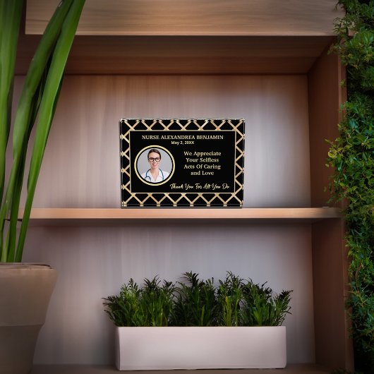 ナース感謝の感謝金ゴールドのパーソナライズ フォトブロック