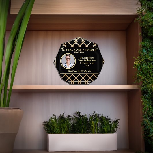 ナース感謝の感謝金ゴールドのパーソナライズ フォトブロック