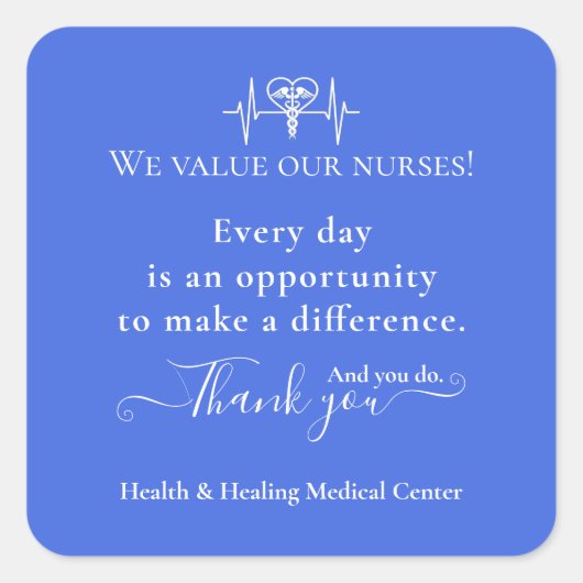 ナース感謝の週の月バルク感謝 スクエアシール (正面)