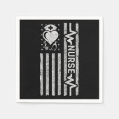 ナース感謝ヒーローハートライフアメリカ国旗 スタンダードカクテルナプキン (正面)