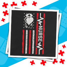 ナース感謝ヒーローハートライフアメリカ国旗 スタンダードカクテルナプキン