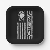 ナース感謝ヒーローハートライフアメリカ国旗 ペーパープレート (正面)