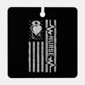 ナース感謝ヒーローハートライフアメリカ国旗 メタルオーナメント (裏面)