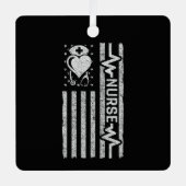 ナース感謝ヒーローハートライフアメリカ国旗 メタルオーナメント (正面)