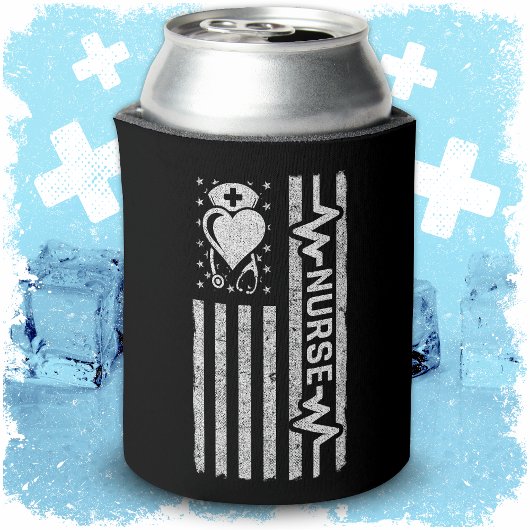 ナース感謝ヒーローハートライフアメリカ国旗 缶クーラー