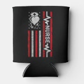 ナース感謝ヒーローハートライフアメリカ国旗 缶クーラー (正面)