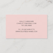 ナース成人介護者ほこりっぽいピンク 名刺 (裏面)