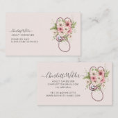 ナース成人介護者フローラ聴診器 名刺 (正面/裏面)