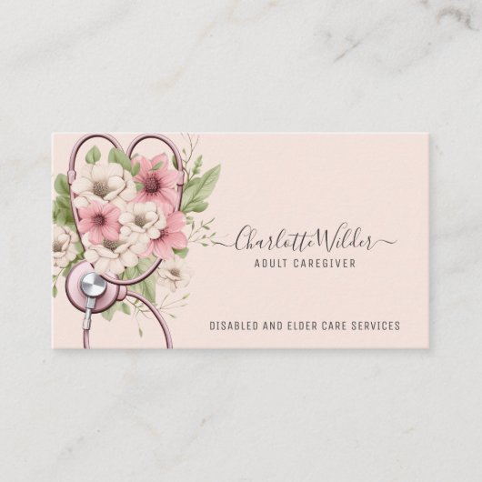 ナース成人介護者フローラ聴診器 名刺 (正面)