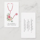 ナース成人介護者フローラ聴診器 名刺 (正面/裏面)