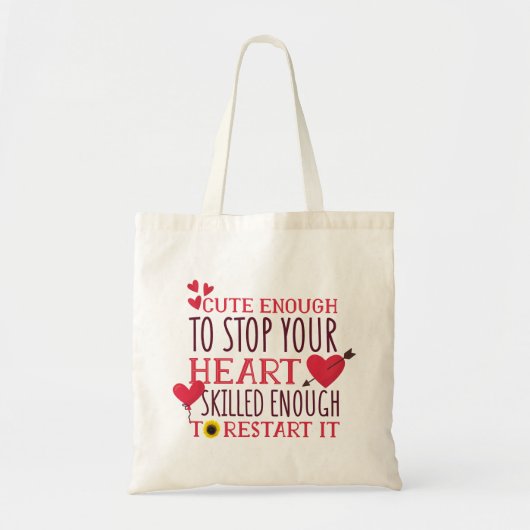 ナース救急医療隊員医療NHS おもしろいハート起動装置 トートバッグ (正面)