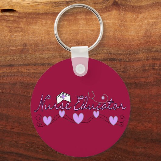 ナース教育者ピンクハートデザイン キーホルダー (正面)